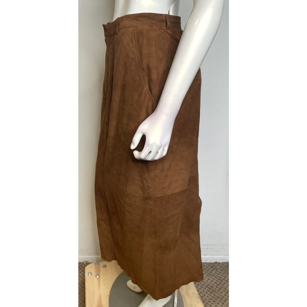 Vintage Polo Ralph Lauren Brown Suede Skirt Women's 8 Straight Pockets - Picture 5 of 12